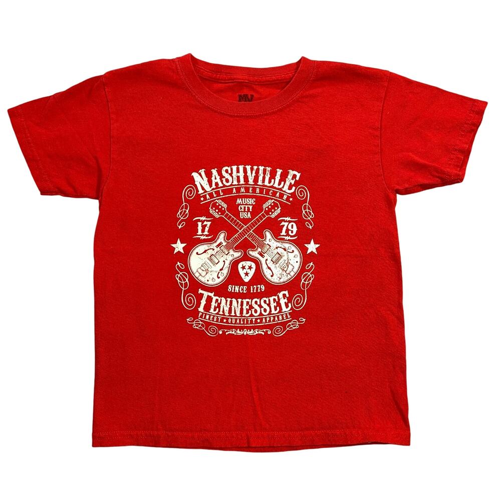 MV Sport Boys Nashville Tennessee T Shirt Top Red White Music City USA XS